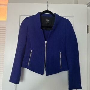 Zara Royal Blue Women's Blazer with Zipper Accents